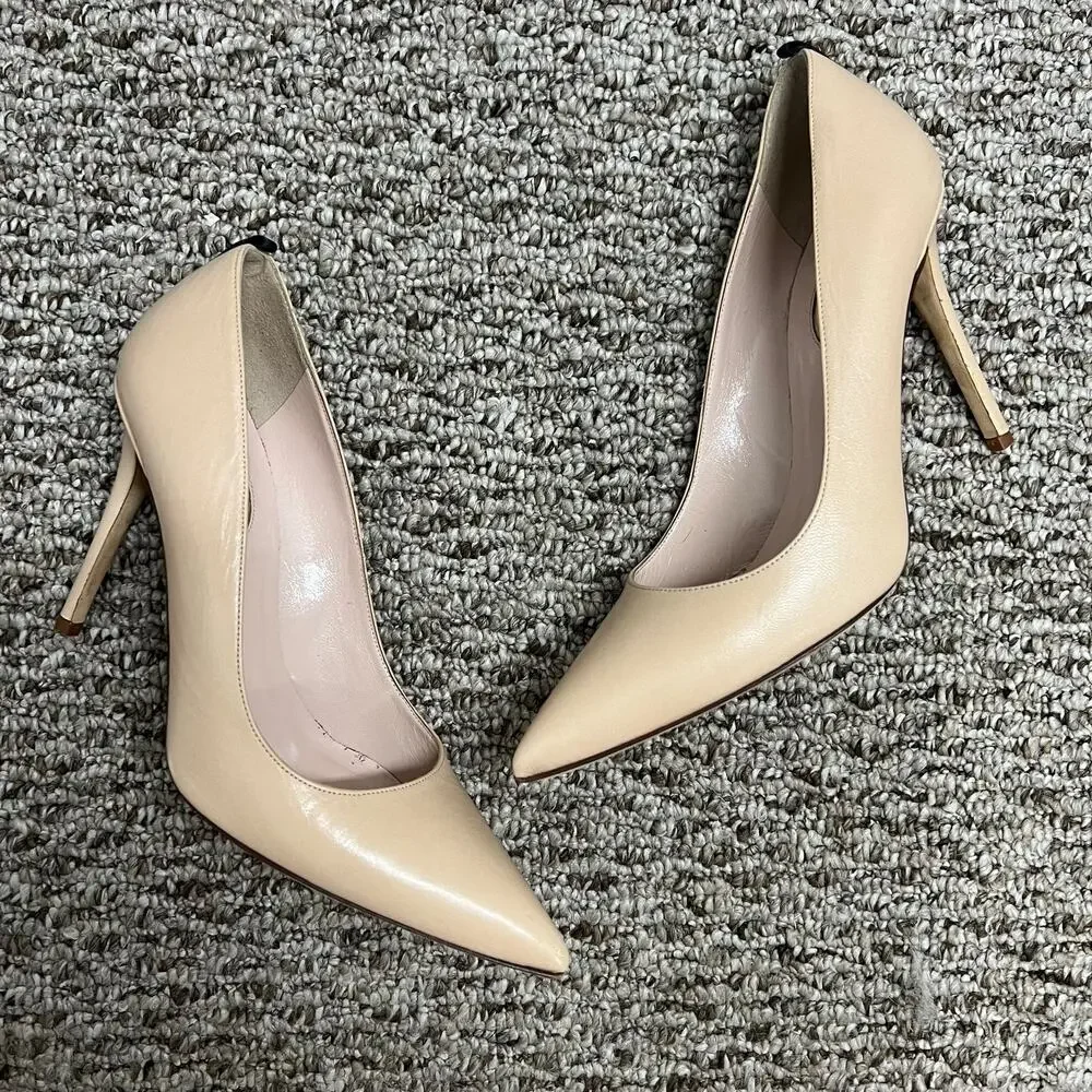 SJP by Sarah Jessica Parker Fawn Pointed Toe Dress Pumps - Nude 100mm Heels 39 9 - Picture 2 of 7